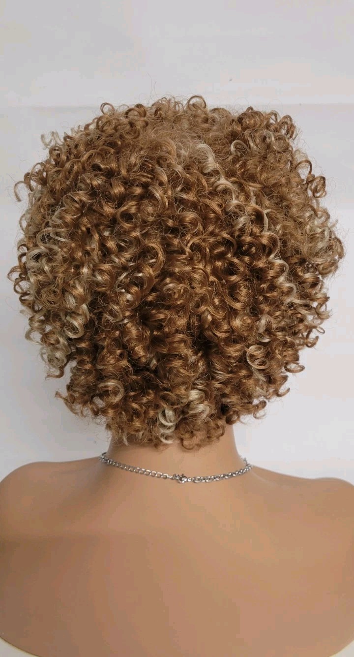 💕SEXY SHORT SPIRAL CURL WIG FOR BLACK WOMEN MIXED BLONDE JAPAN ORIGIN BOBBIBOSS