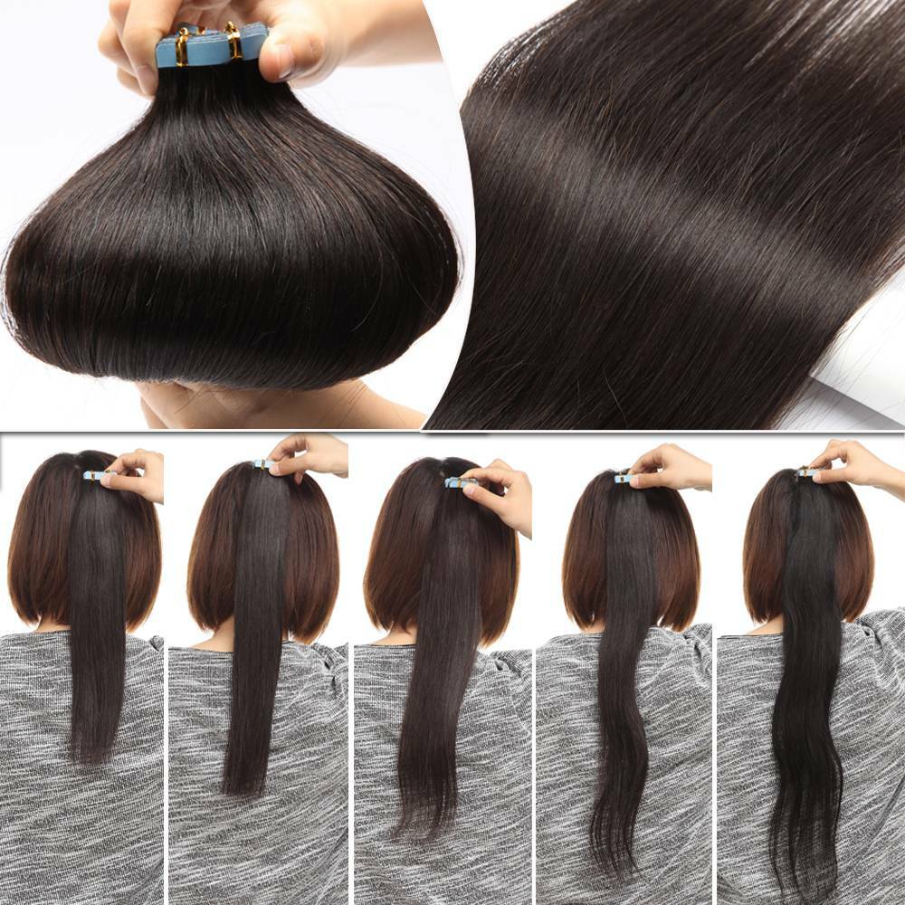 10-80pcs Skin Weft Tape in Double Side Invisible Seamless Human Hair Extensions