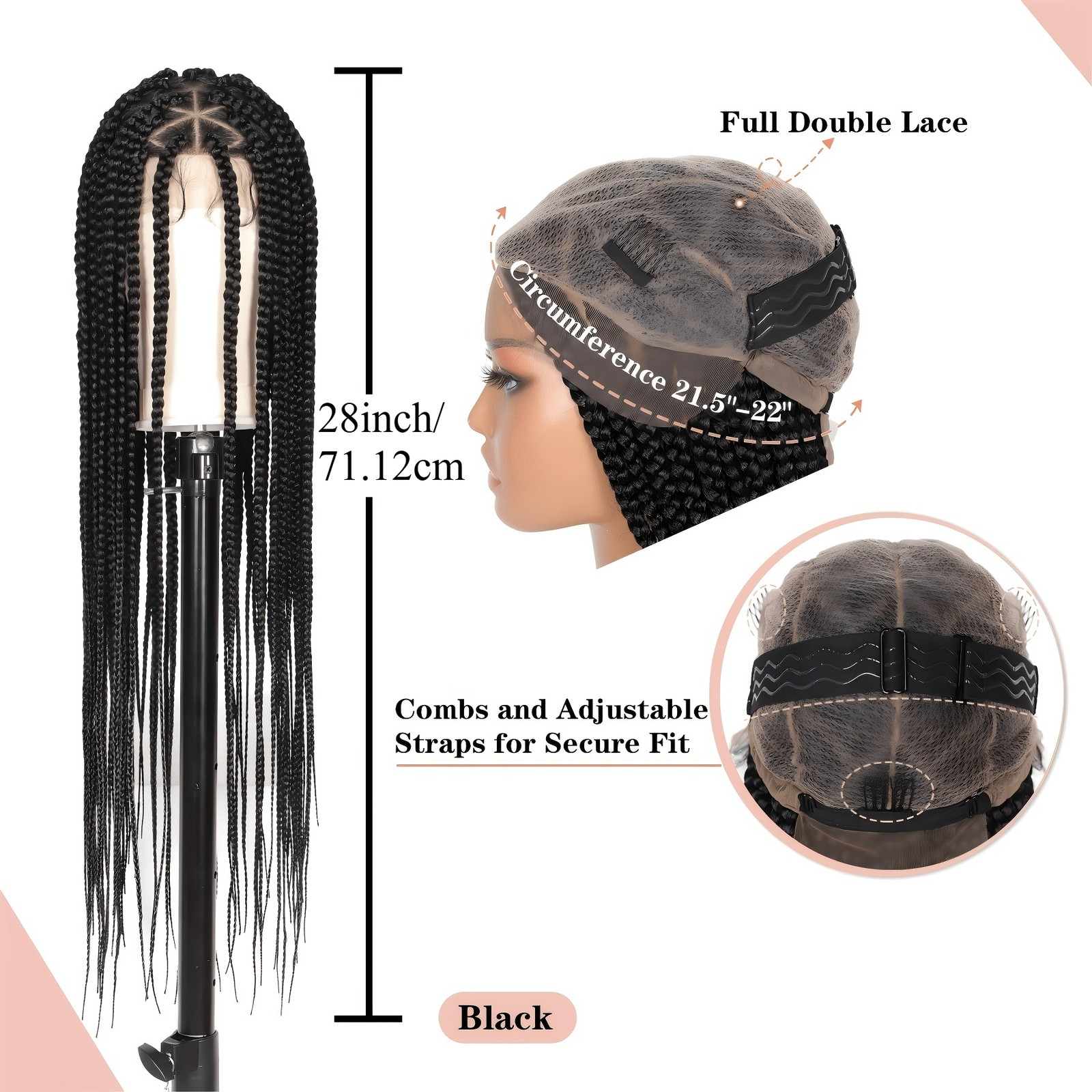 Full Lace Braided Wig for Women Natural Look,Versatile for All Skin Tones