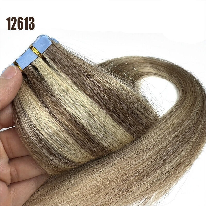 Tape in Human Hair Extensions Invisible Adhesive Glue Skin Weft Remy Hair16-26in