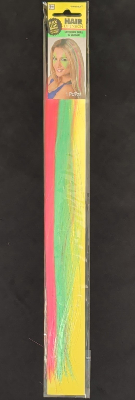 Black Light Reactive Clip-In Rainbow Hair Extension 15in