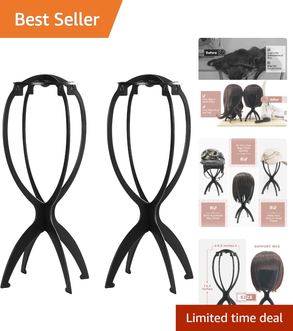 Travel-Ready Wig Head Stand Set – 14.2 Inch Durable Collapsible Design (2 Pack)