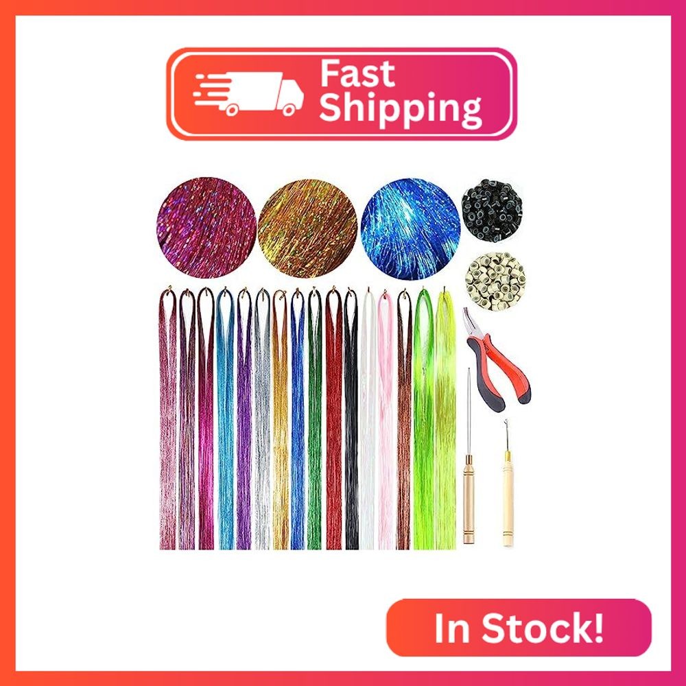 YUDAOHAIR 44 Inch 16 Pcs Tinsel Hair Extension Kit With Tools 3520 Strands 16 Co