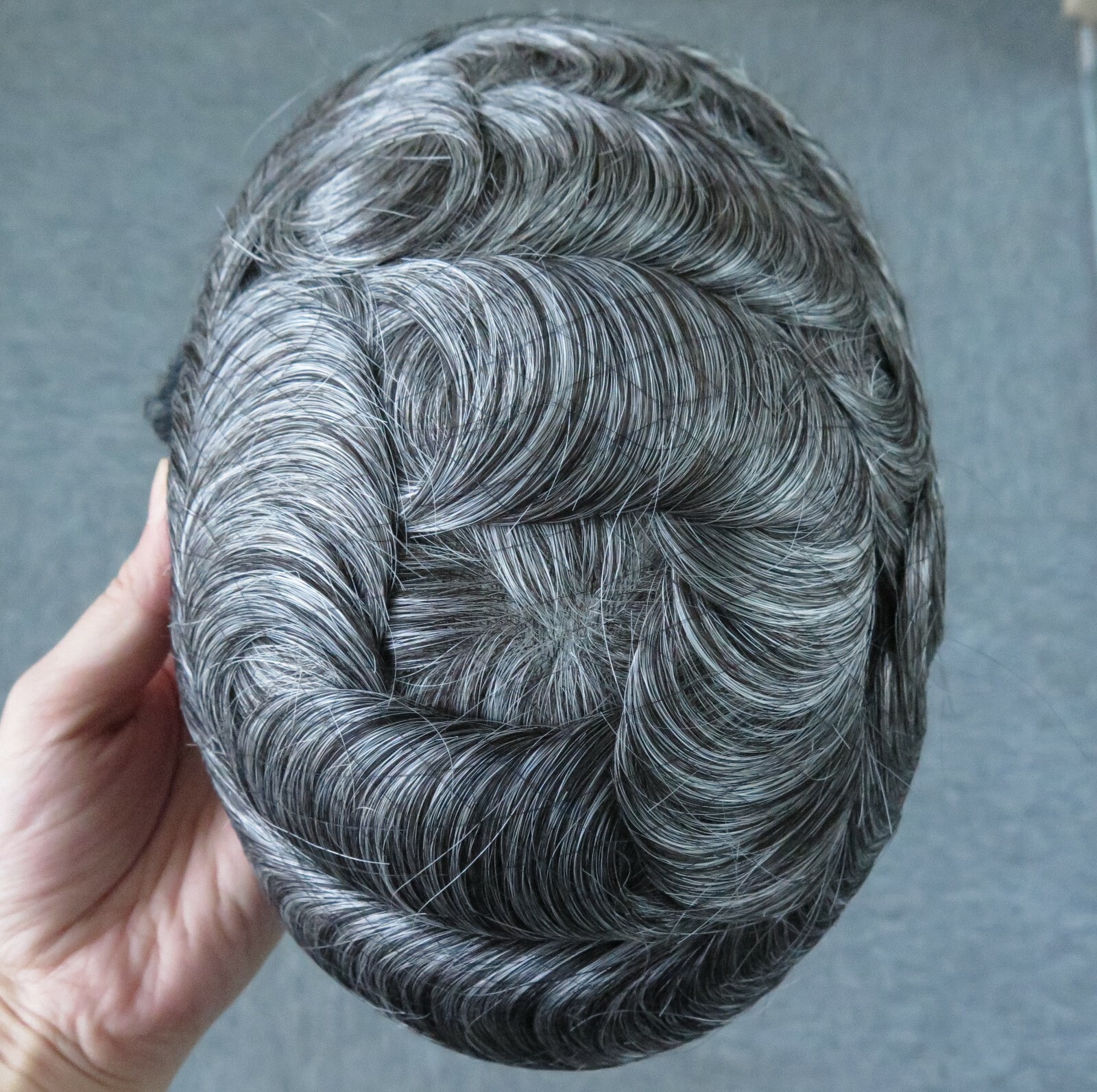 Natural Mens Toupee Hair Replacement System Super Thin Skin V Looped NG #1B50