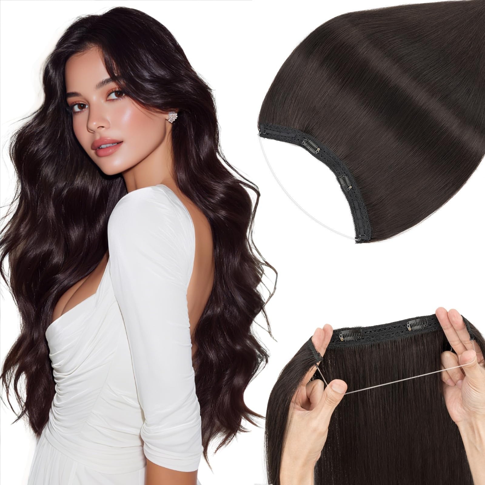 Rich Choices 100 Real Human Halo Hair Extensions For Women Remy Halo Extension