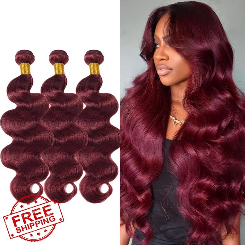 ZLFRJMV Burgundy 28-30-32 Inch Body Wave 3 Bundles