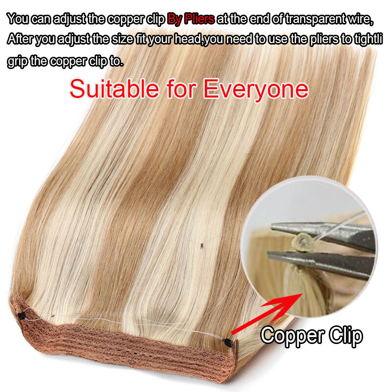 CLEARANCE Ring Wire In Remy Human Hair Extensions Hidden Headband Clip One Piece