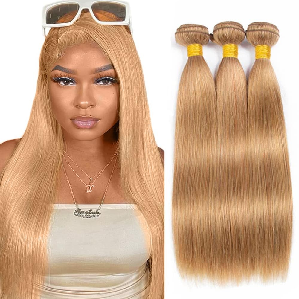 Hiaplame Color 27 Bundles Blonde Straight Human Hair Bundles Double Weft