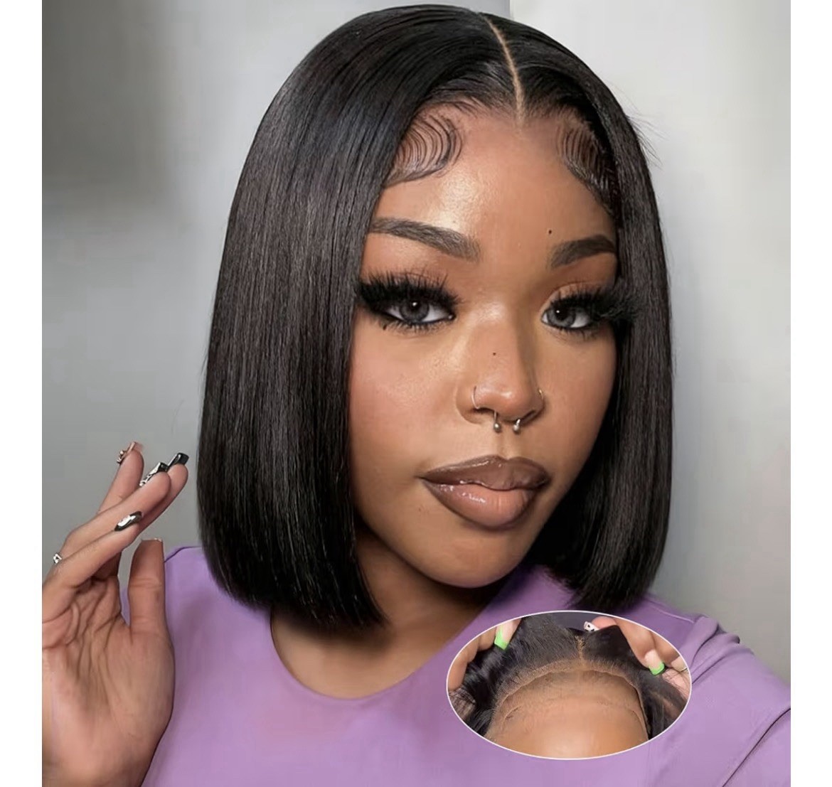 Wear and Go Bob Wig Human Hair 180 Density 5×5 HD Pre everything 10 Inch