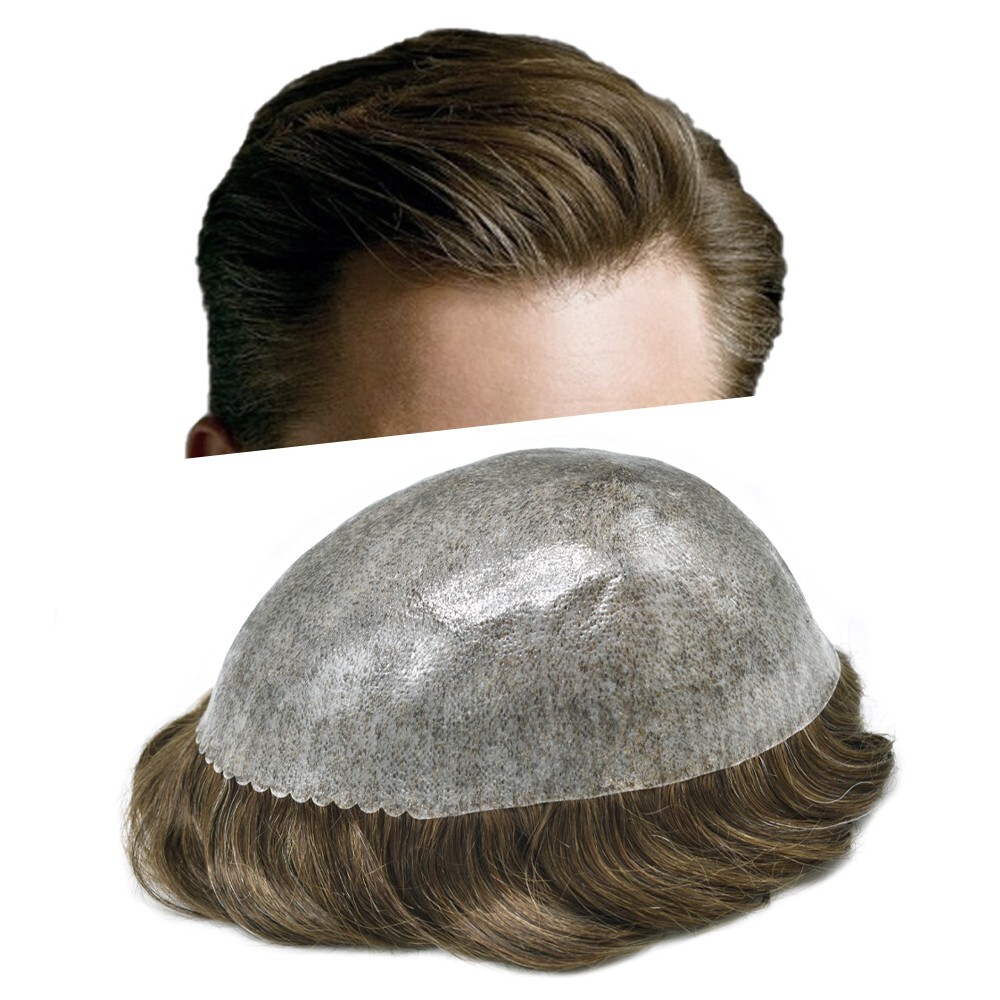 Mens Toupee Hairpiece Full Poly Skin Hair System Replacement Injected PU Men Wig