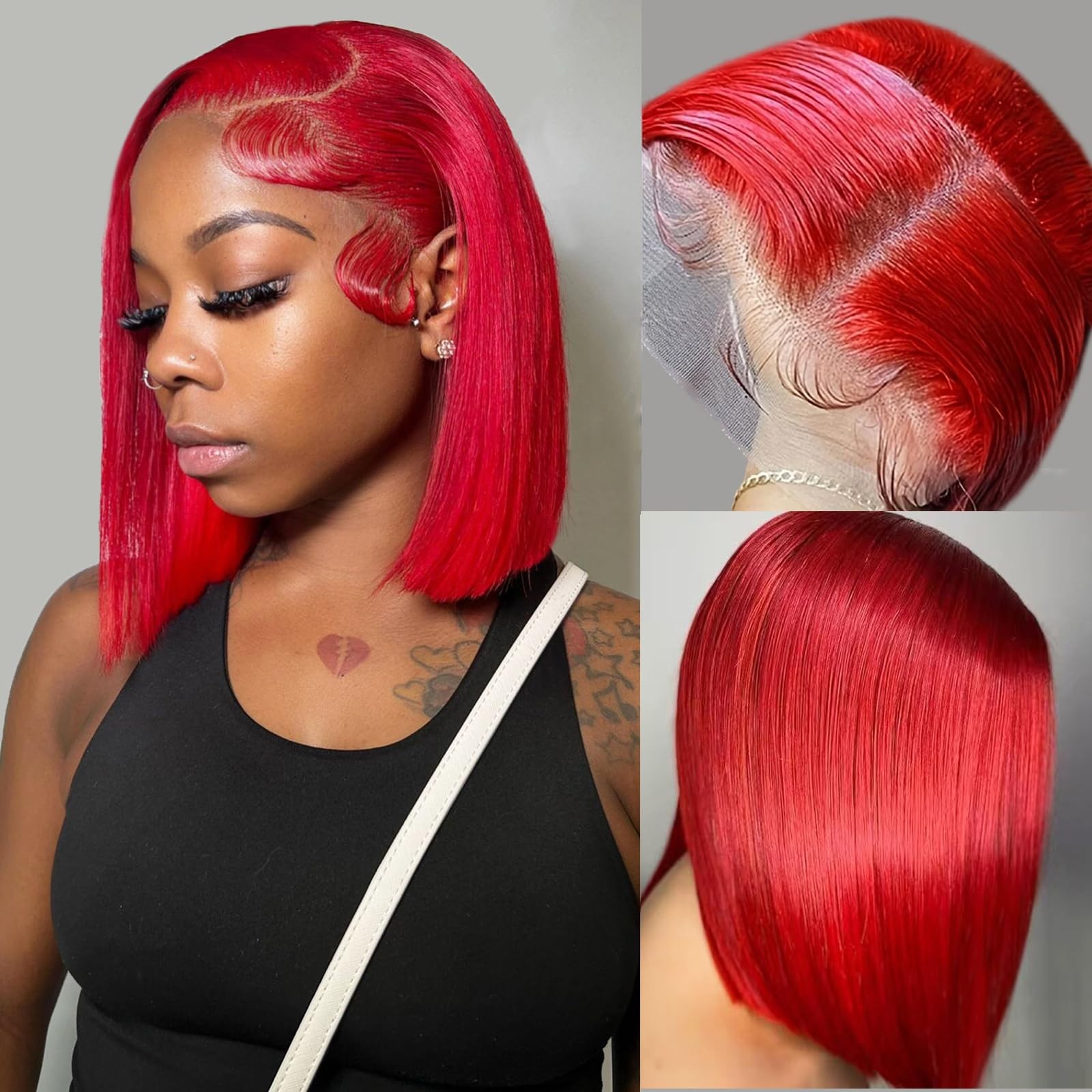 Munx 13X4 Bob Wig Wear And Go Glueless Wigs Real Human Hair 14 180 Density