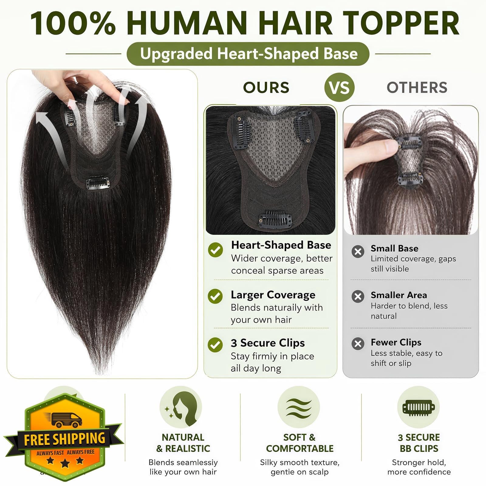 OOPPOO Mocha Brown 12in Hair Topper