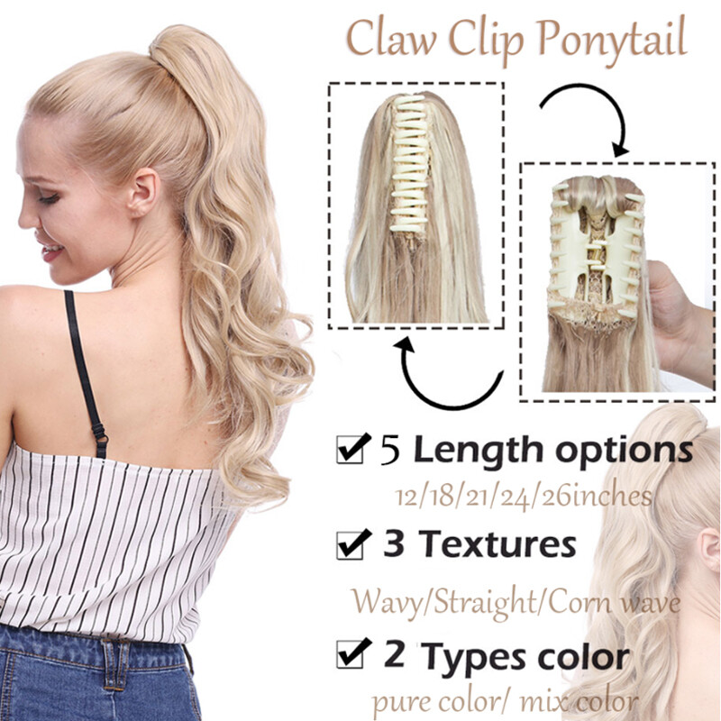 Claw Clip in Ponytail Extension Long Curly Wavy Pony Tail Jaw Hair Extensions US