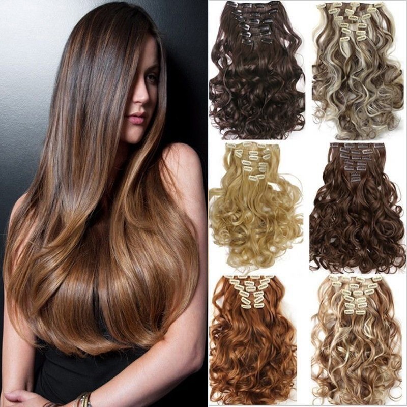 Real Thick Clip In Hair Extensions 8 Pieces Full Head Hair Extentions Human Made