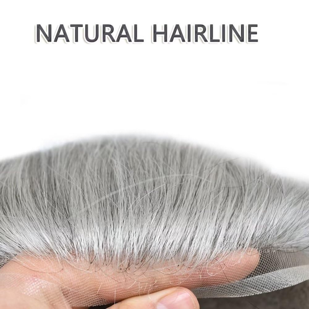 Natural Full French Lace Mens Toupee Hair Piece Replacement System for Mens Wig