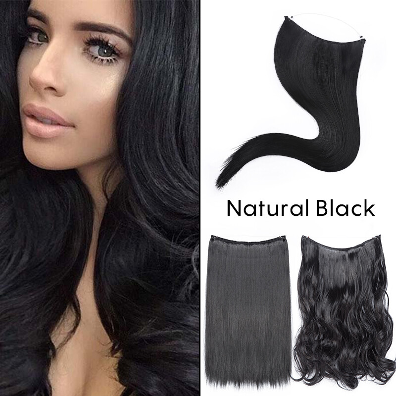 Invisible Wire in Hair Extensions One Piece Long Wave 100% Real Natural as Human