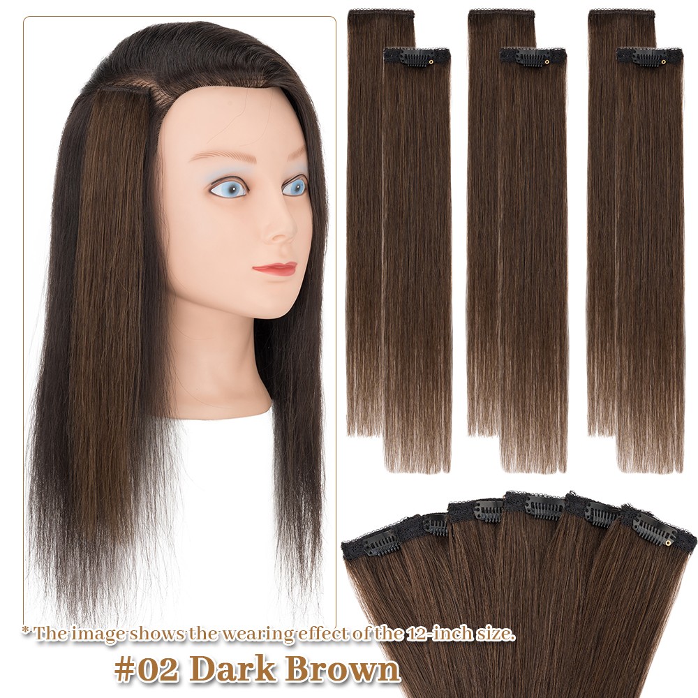 Short Clip in Hair Extensions Real Human Hair 6PCS Lace Weft Remy Hairpieces