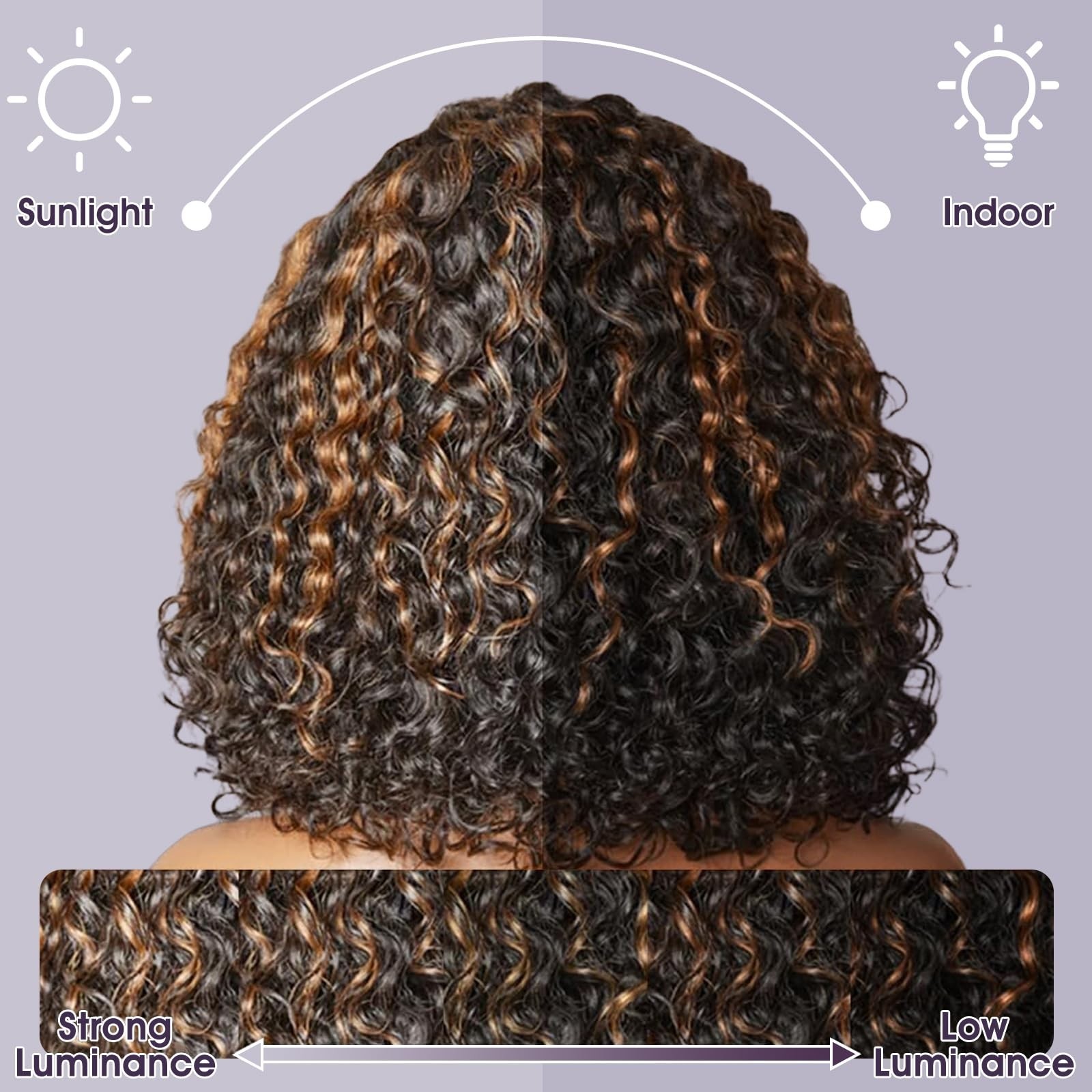 180 Density 16″ Human Hair Half Wig – Glueless, Drawstring, Clip-In, Water Wave,
