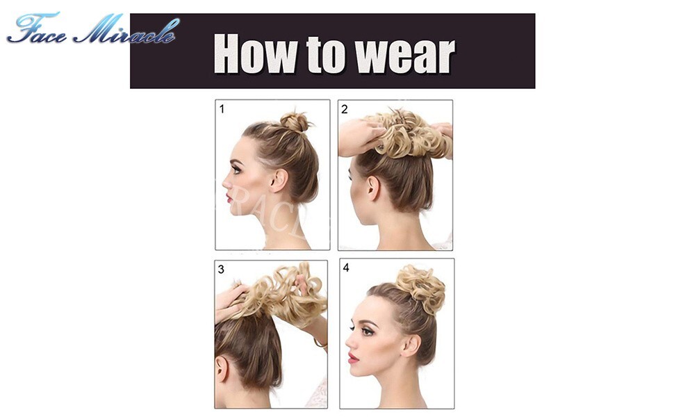 Curly Messy Hair Bun Women Hairpiece Scrunchie Updo Hair Extension As Human Hair
