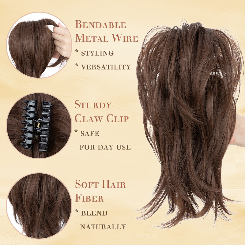 Thick 6″ Short Ponytail Hair Clip In As Human Claw On Pony Tail Hair Extension