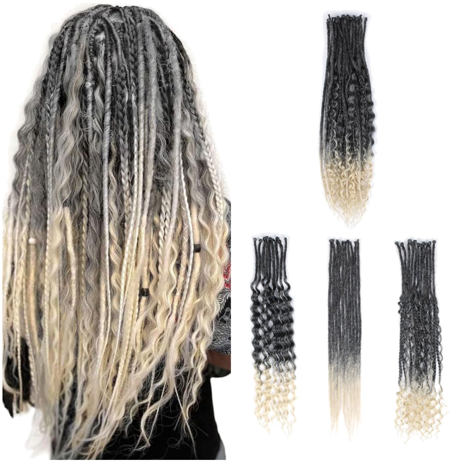 Curly Dreadlocks Set for White Women, 30pcs SE Dreads