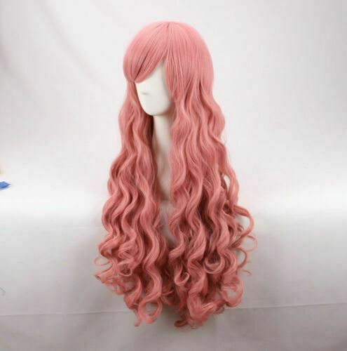For Cosplay Zero no Tsukaima Louise 95CM Long Pink Wave Curly Wig+ WIG CAP