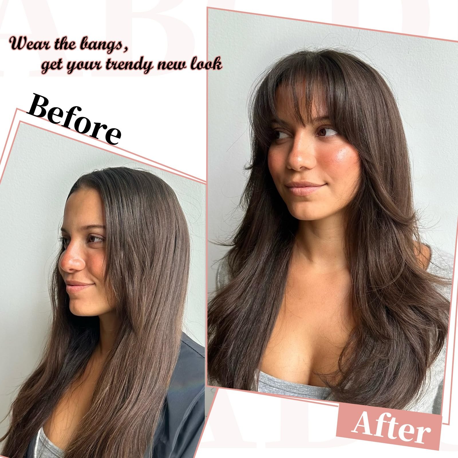 EINAEY Clip in Bangs 100% Real Human Hair, Darkest Wispy Bangs, Brown