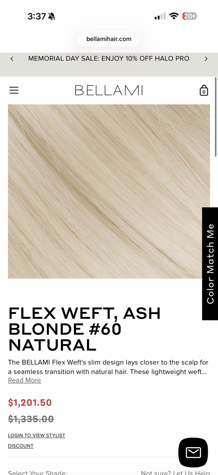 BELLAMI Flex Weft Hair Extension Ash Blonde #60 Human Hair (100% Authentic)