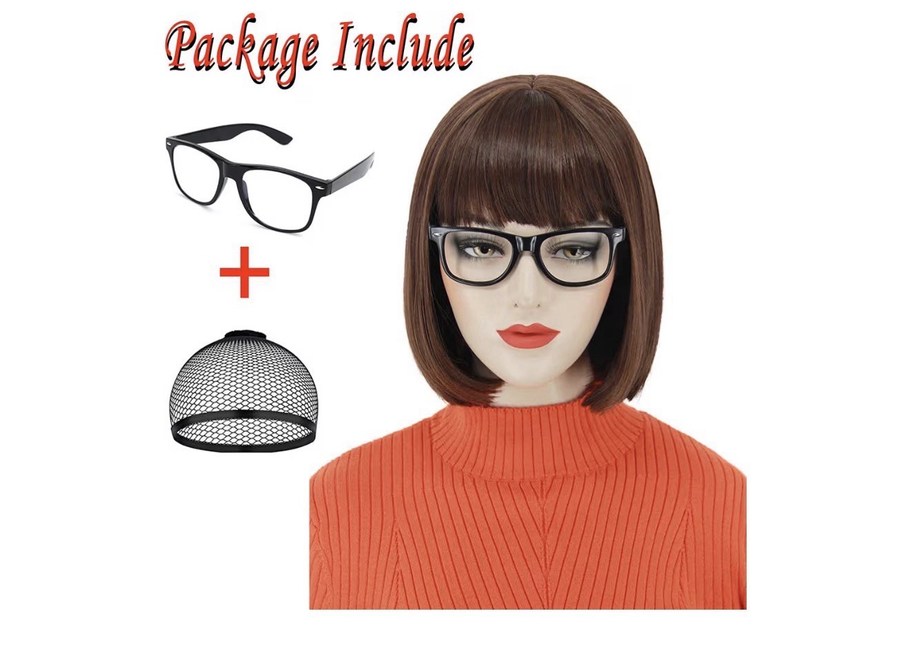 Ruina Brown Velma Wig Short Brown Wigs for Velma Costume Women Girls Straight