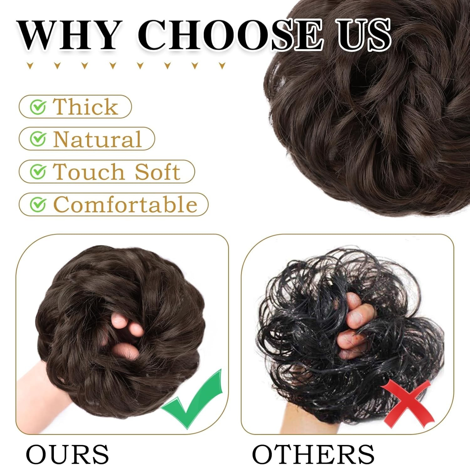 Lightweight Messy Bun Hair Extensions – Curly Chignon for Special Occasions