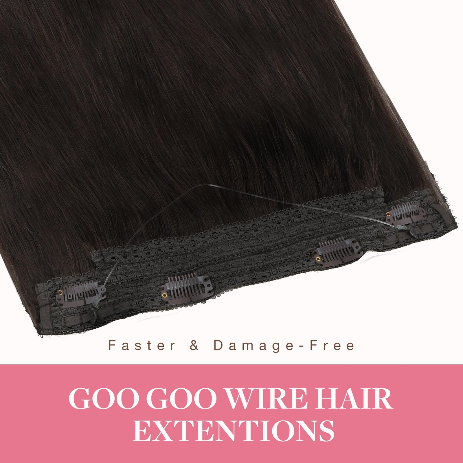 GOO GOO Wire Hair Extensions 12″ 70g 2A Light Brown Human Hair Invisible Seamles