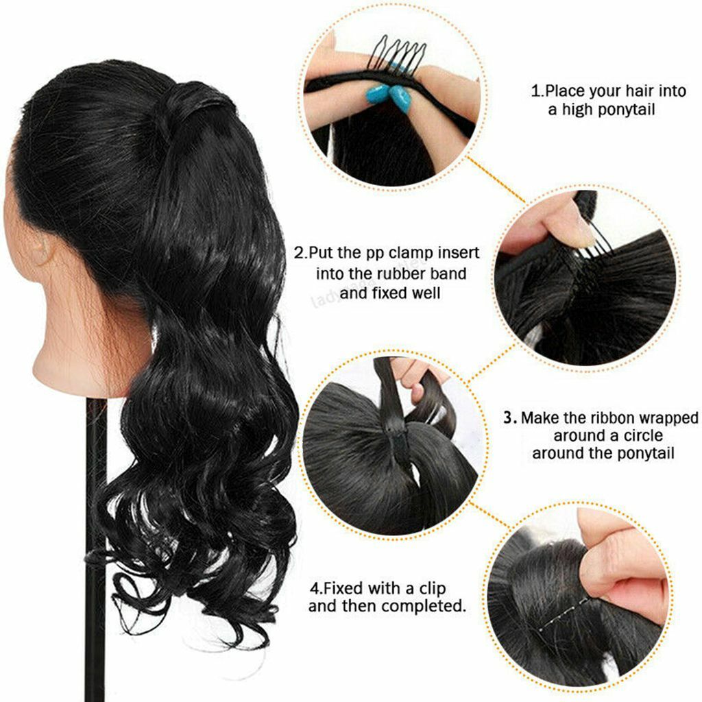 Long Wavy Curly Straight Thick Synthetic Clip In Hair Extension Ponytail Claw US