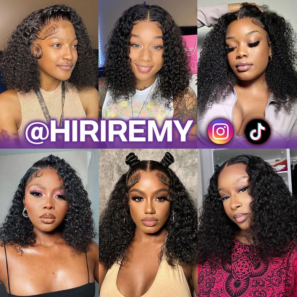 HIRIREMY Deep Wave BOB Wig Human Hair 13×4 HD Curly BOB Lace Front Wigs Human…