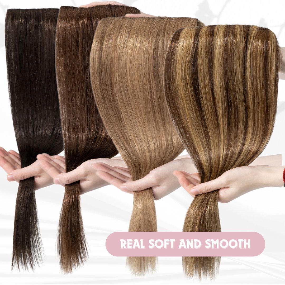 One Piece 100% Real Clip In Remy Human Hair Extensions Highlight 3/4 Full Head F