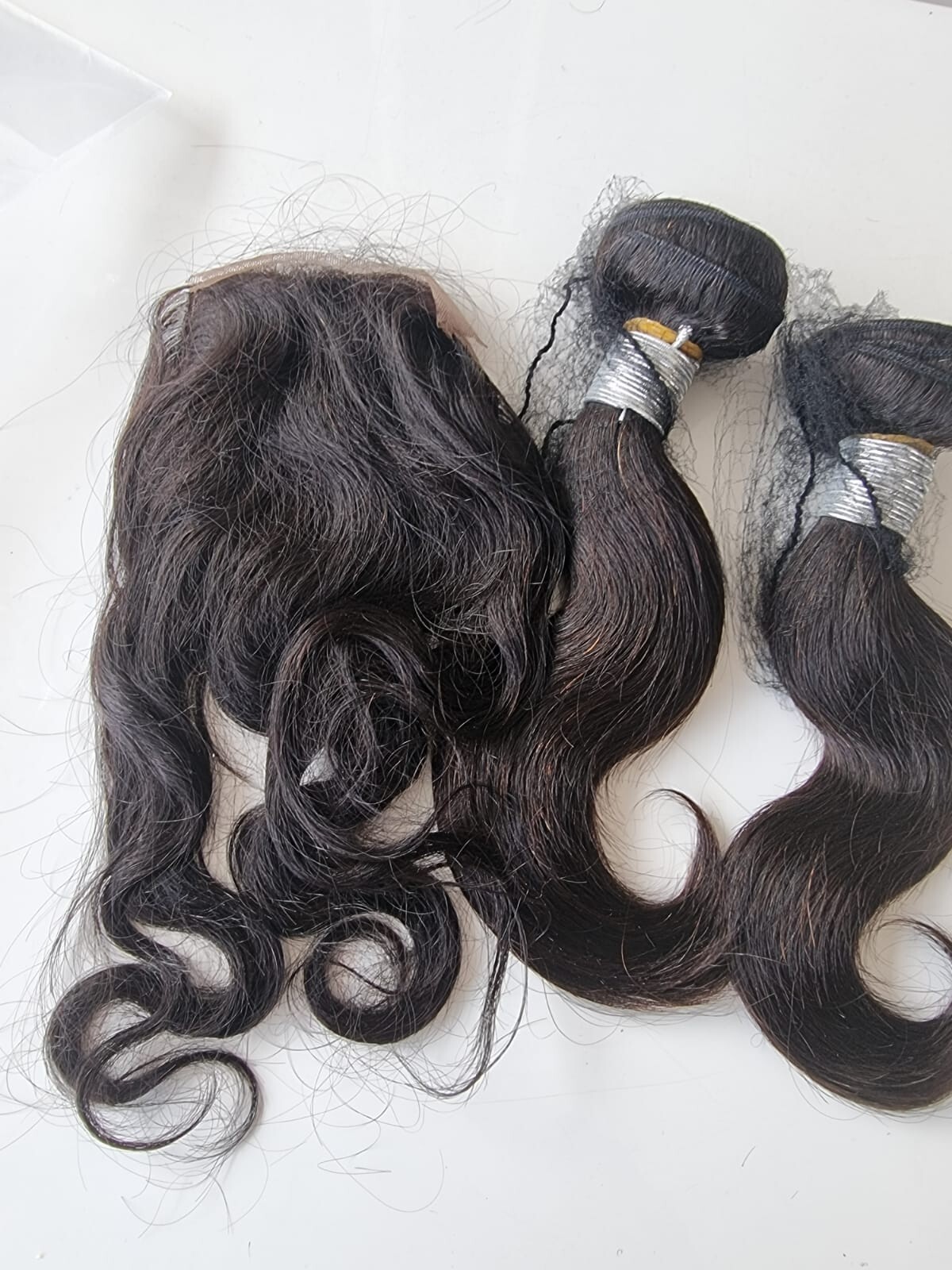 12+12 AND 12INCH 4X4 SILK BASE CLOSURE CAMBODIAN HUMAN HAIR 1b# BODY WAVES 250g