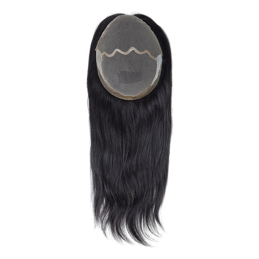 Women Topper Human Hair Toppers Lace Poly Skin Black Hair Pieces 8×10 TP38