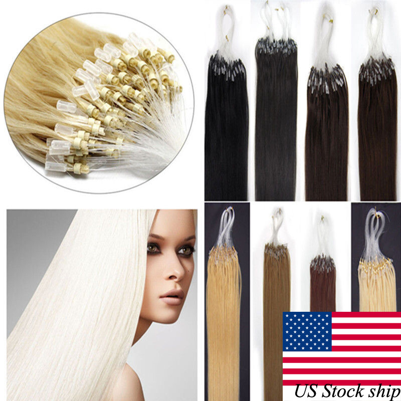 Micro Rings Link Loop Beads Tip 100% Real Remy Human Hair Extensions Natural US