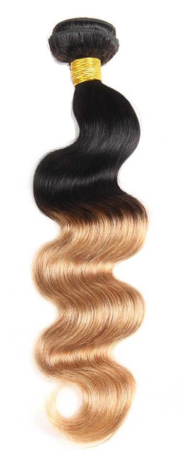 Black/Blonde #1B/27 BODY WAVE 100% Human Hair Weave Extension (10″ – 26″)