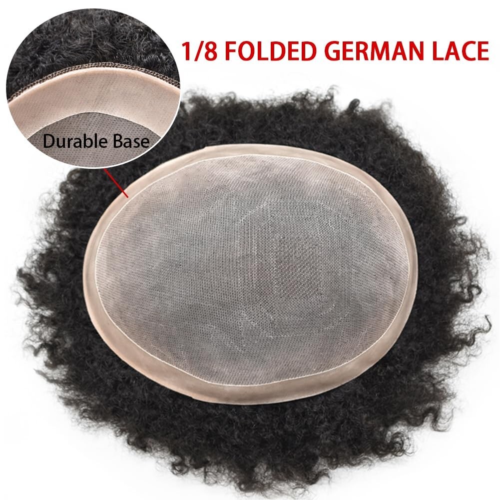 Hair Units for Black Men Afro Kinky Curly Fine Mono Lace Men Toupee Hair System