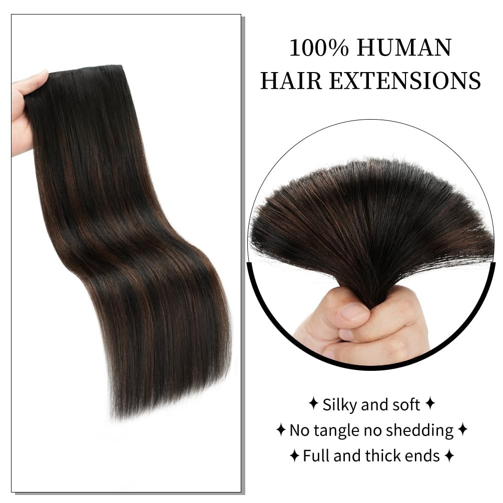 Winsky 14″ #1BT4P1B Balayage Human Remy Hair Extensions Clip in One Piece 70g