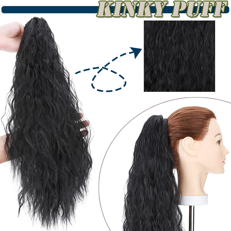 High Puff Kinky Curly Claw Ponytail Clip In Hair Extension Pony Tail For Human