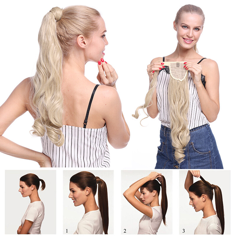 Real Thick 100% As Human Long Curly Drawstring Ponytail Clip In Hair Extension