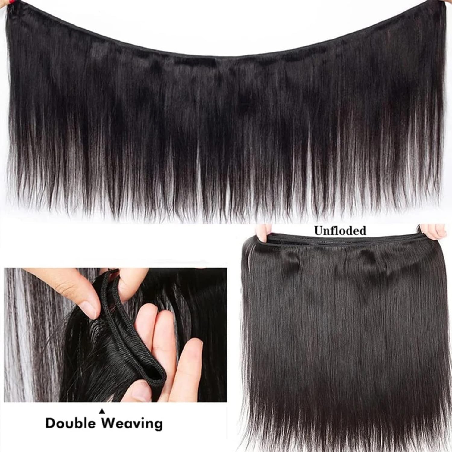 Yifute 16A Human Hair Bundles, 10 10 10 10 Inch Brazilian Straight Bundles Human