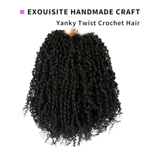 Yanky Twist Crochet Hair for Black Women 8 Inch 3 Packs 8 Inch (pack of 3) 1B