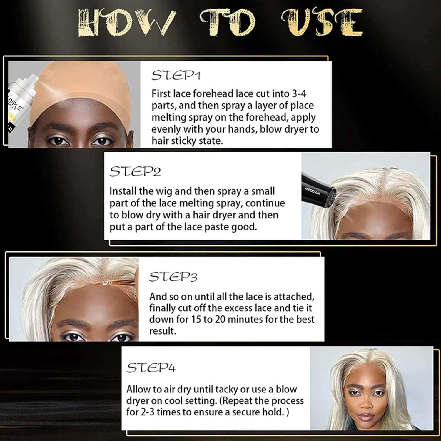 Invisible Lace Melting Spray – Strong Waterproof Wig Adhesive for All-Day Hold