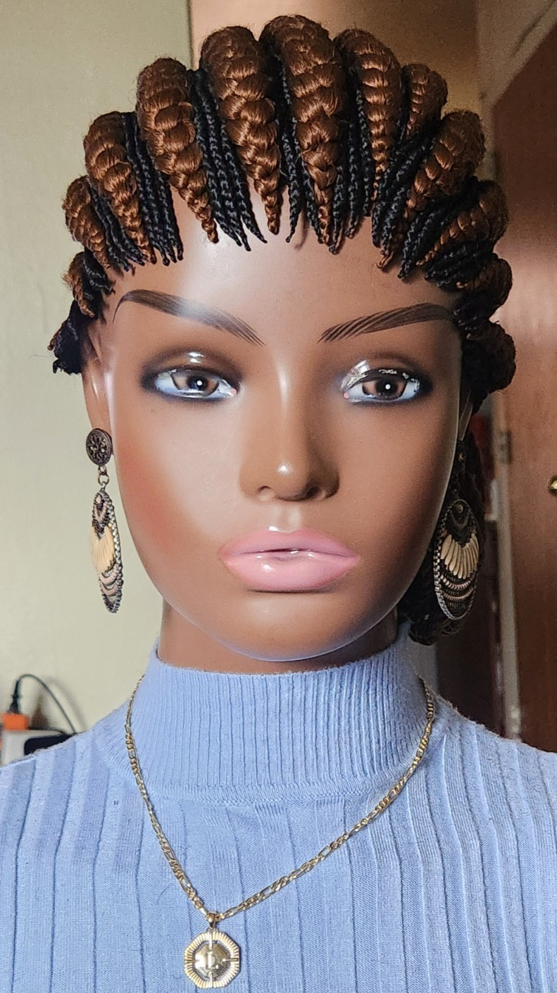 handmade braided cornrows wig pony Elephant Dark brown/1B