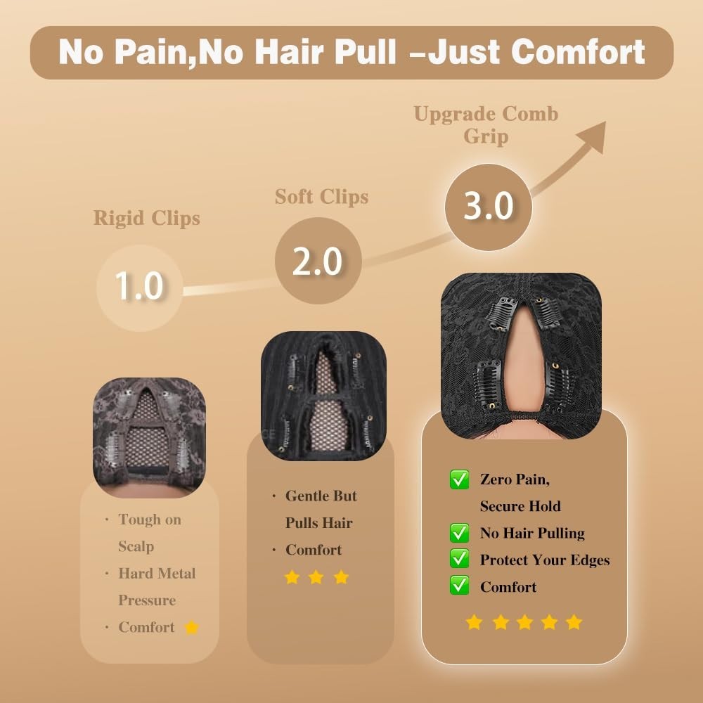 V Part Human Hair Wig Body Wave 250% Density Adjustable Glueless Clip-In 18