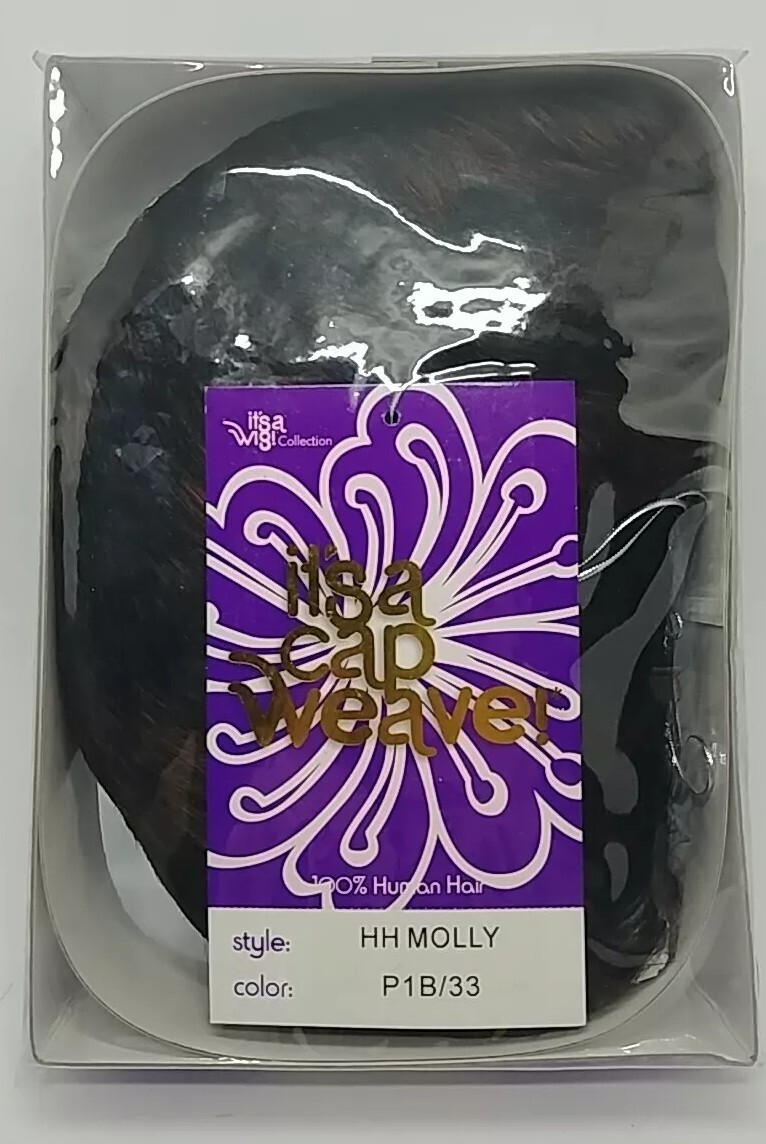 IT’S A WIG/CAP WEAVE 100% HUMAN HAIR ‘MOLLY’ #P1B/33 Short BLACK/RED WIG (B1-A9)