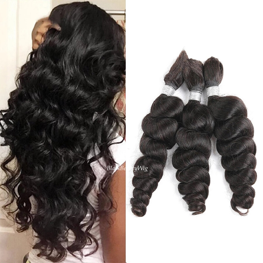 Loose Wave Human Hair Bulk For Braiding Bouncy Wave Bulk Hair Weaving 1Pcs/Order