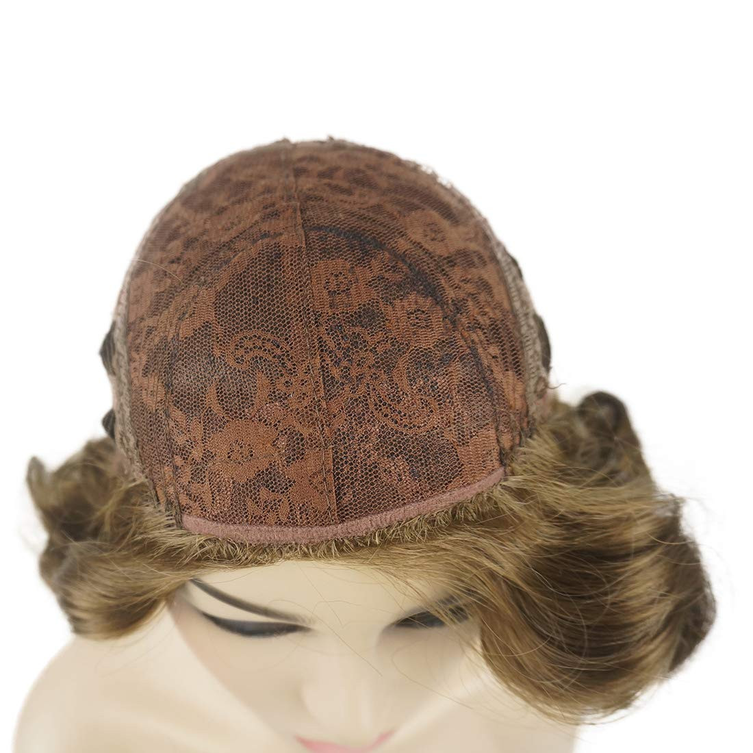 Vintage Cosplay Party Wig Short Finger Wavy Flapper Hairpiece +Free Wig Cap (Lig